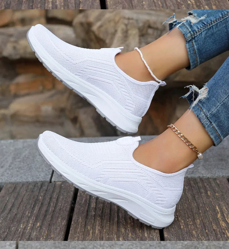 Women Slip On Sneakers - Lightweight Mesh Casual Shoes With Rubber Outsole - ZOOMNSTORE