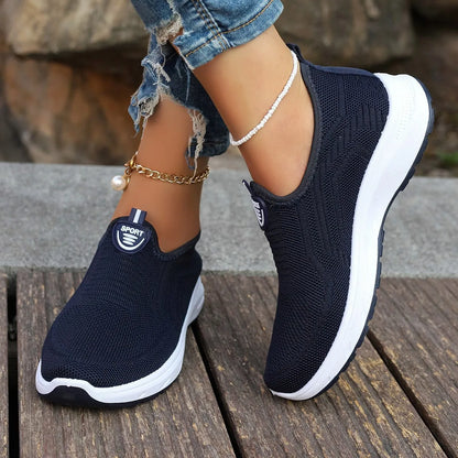 Women Slip On Sneakers - Lightweight Mesh Casual Shoes With Rubber Outsole - ZOOMNSTORE