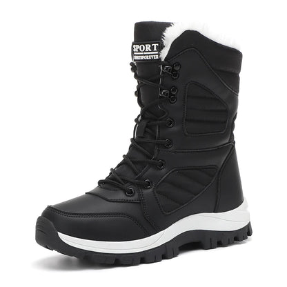 Women Snow Boots - Waterproof Lace-Up Ankle Hiking Boots with Plush Lining - ZOOMNSTORE