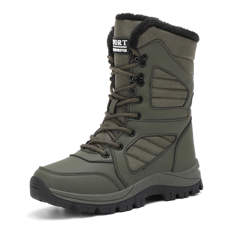 Women Snow Boots - Waterproof Lace-Up Ankle Hiking Boots with Plush Lining - ZOOMNSTORE