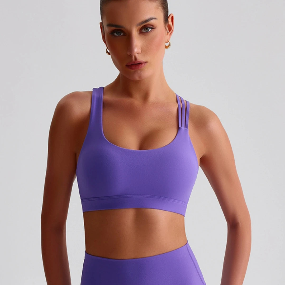 Women Sports Bra - Cross Back High Strength Strap Tight Fitness Top for Yoga & Gym - ZOOMNSTORE