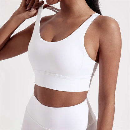 Women Sports Bra - Cross Back High Support Fitness Bra With Chest Pad For Training - ZOOMNSTORE