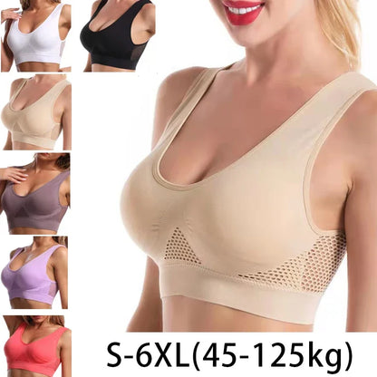 Large Size Seamless Sports Bra - Womens No Steel Ring Running Vest with Removable Pads - ZOOMNSTORE