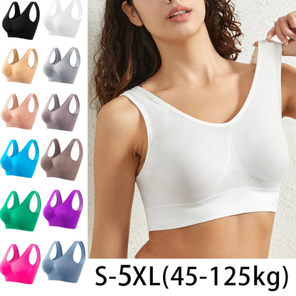 Large Size Seamless Sports Bra - Womens No Steel Ring Yoga Vest with Removable Pads - ZOOMNSTORE