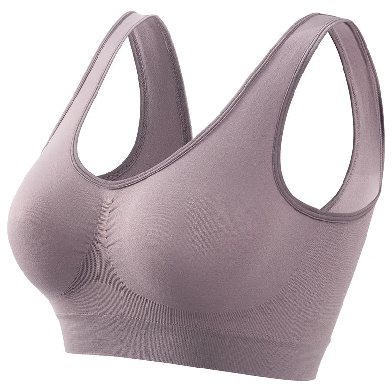 Large Size Seamless Sports Bra - Womens No Steel Ring Yoga Vest with Removable Pads - ZOOMNSTORE