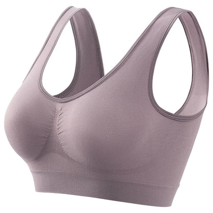Large Size Seamless Sports Bra - Womens No Steel Ring Yoga Vest with Removable Pads - ZOOMNSTORE