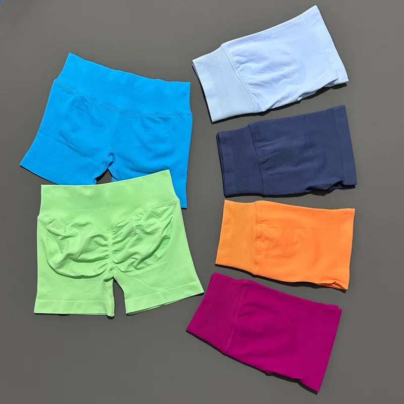 Women Sports Shorts - Low Waist Elastic Band Gym Biker Scrunch Fitness 4.5'' - ZOOMNSTORE