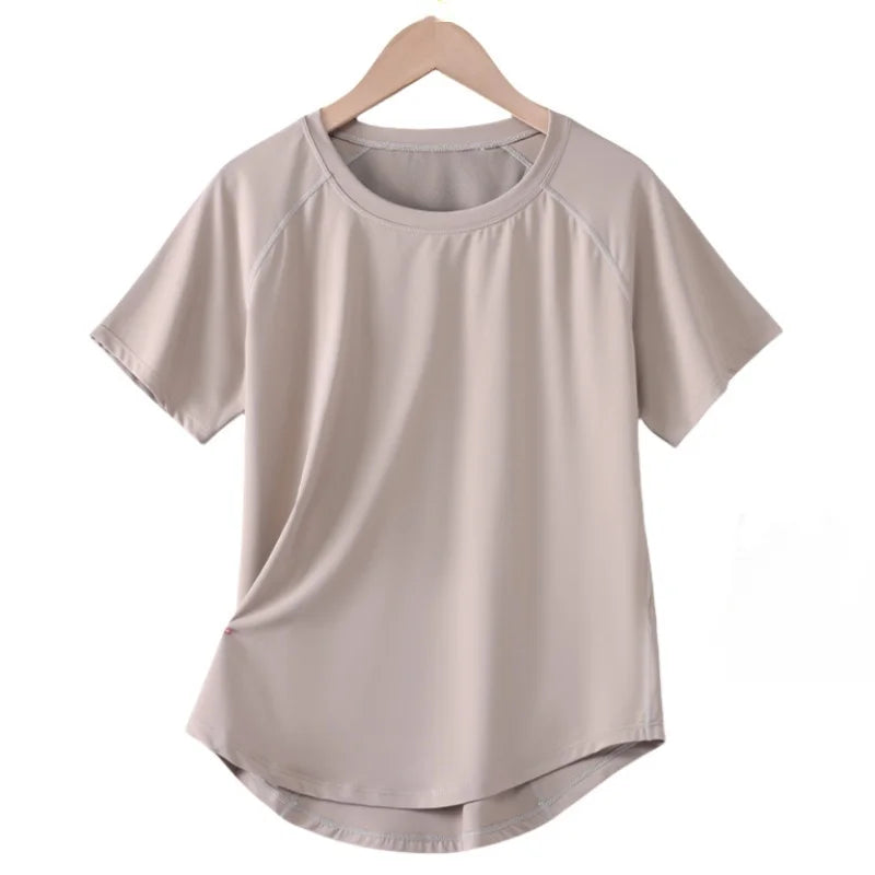 Women Sports T-Shirt | Summer Fitness Shirt, Quick Dry Gym Top with Loose Fit Athletic Style - ZOOMNSTORE