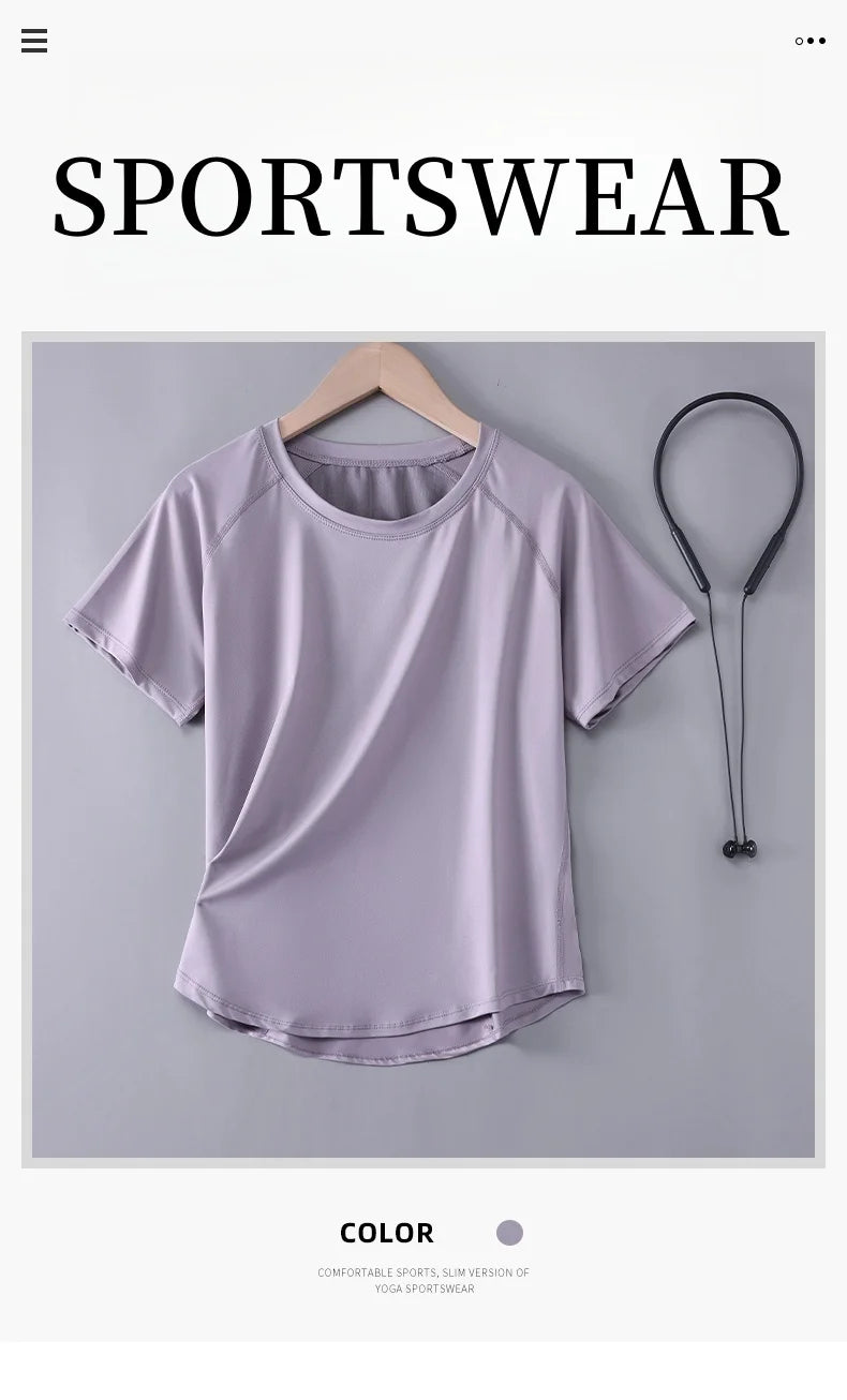 Women Sports T-Shirt | Summer Fitness Shirt, Quick Dry Gym Top with Loose Fit Athletic Style - ZOOMNSTORE