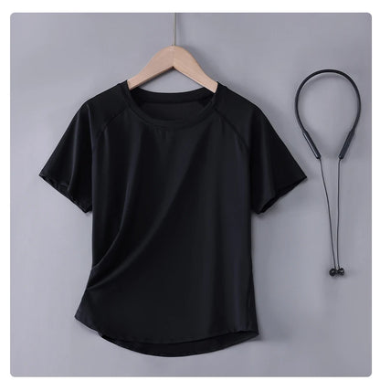 Women Sports T-Shirt | Summer Fitness Shirt, Quick Dry Gym Top with Loose Fit Athletic Style - ZOOMNSTORE