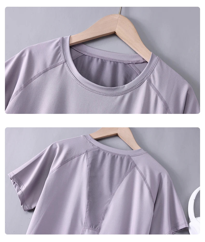 Women Sports T-Shirt | Summer Fitness Shirt, Quick Dry Gym Top with Loose Fit Athletic Style - ZOOMNSTORE