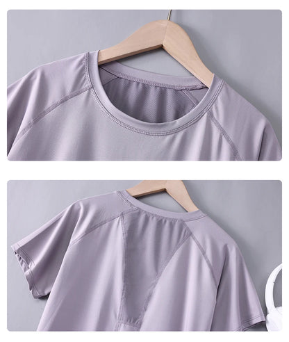 Women Sports T-Shirt | Summer Fitness Shirt, Quick Dry Gym Top with Loose Fit Athletic Style - ZOOMNSTORE