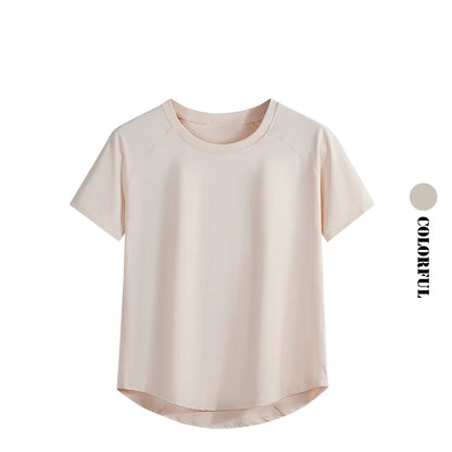 Women Sports T-Shirt | Summer Fitness Shirt, Quick Dry Gym Top with Loose Fit Athletic Style - ZOOMNSTORE