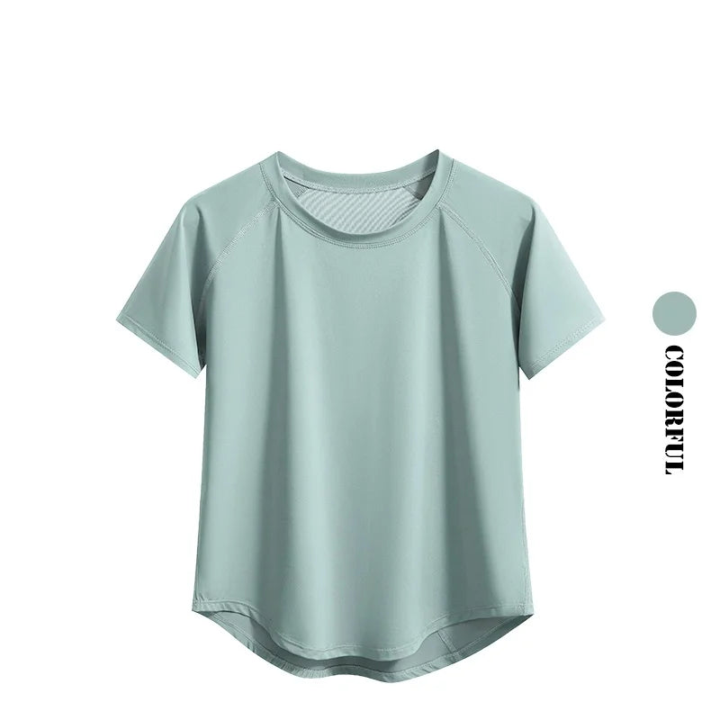 Women Sports T-Shirt | Summer Fitness Shirt, Quick Dry Gym Top with Loose Fit Athletic Style - ZOOMNSTORE