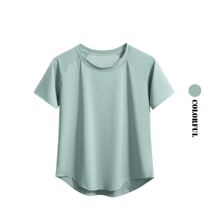 Women Sports T-Shirt | Summer Fitness Shirt, Quick Dry Gym Top with Loose Fit Athletic Style - ZOOMNSTORE