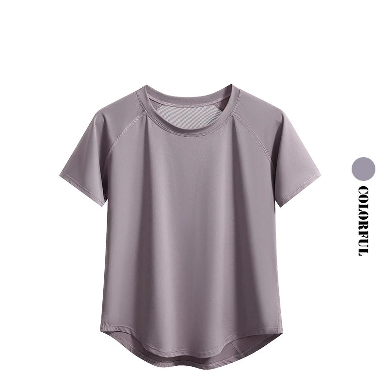 Women Sports T-Shirt | Summer Fitness Shirt, Quick Dry Gym Top with Loose Fit Athletic Style - ZOOMNSTORE
