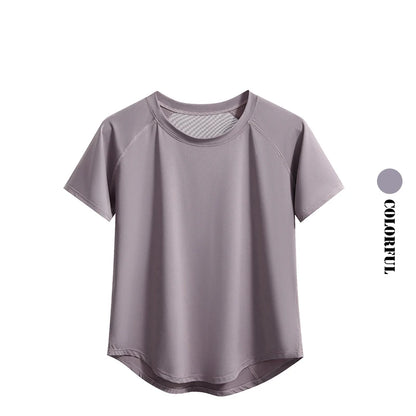 Women Sports T-Shirt | Summer Fitness Shirt, Quick Dry Gym Top with Loose Fit Athletic Style - ZOOMNSTORE