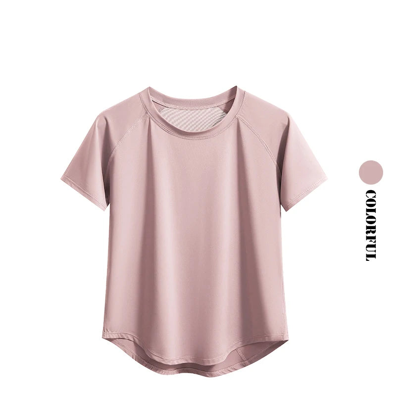 Women Sports T-Shirt | Summer Fitness Shirt, Quick Dry Gym Top with Loose Fit Athletic Style - ZOOMNSTORE