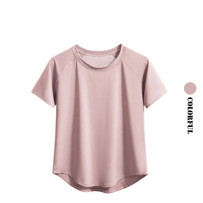 Women Sports T-Shirt | Summer Fitness Shirt, Quick Dry Gym Top with Loose Fit Athletic Style - ZOOMNSTORE