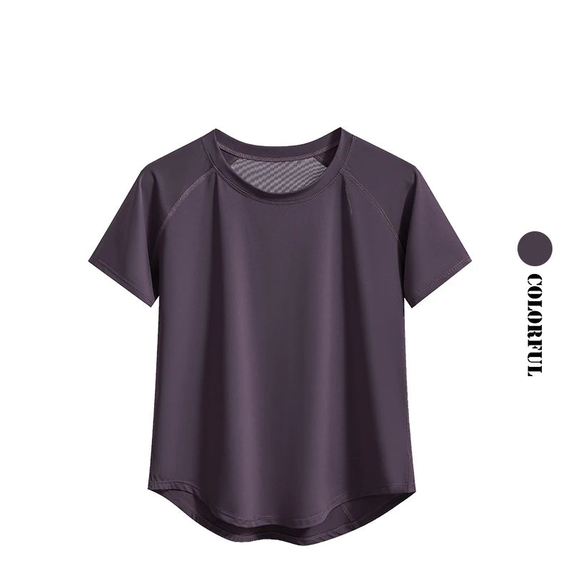 Women Sports T-Shirt | Summer Fitness Shirt, Quick Dry Gym Top with Loose Fit Athletic Style - ZOOMNSTORE