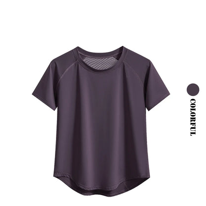 Women Sports T-Shirt | Summer Fitness Shirt, Quick Dry Gym Top with Loose Fit Athletic Style - ZOOMNSTORE