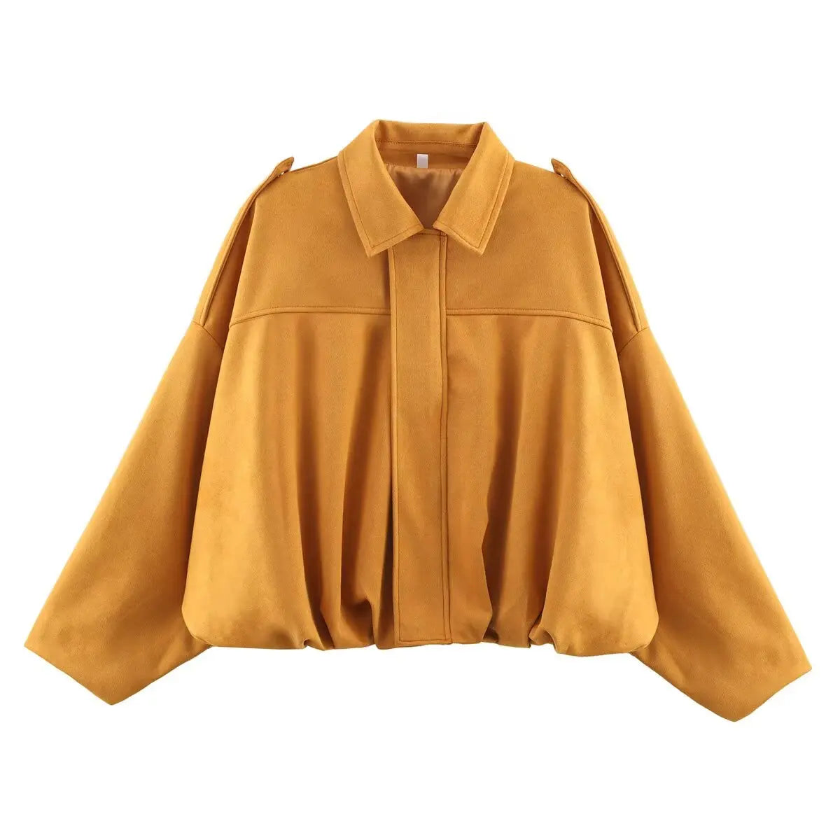 Suede Bomber Jacket - Womens Loose Fashion Spring Outerwear - ZOOMNSTORE
