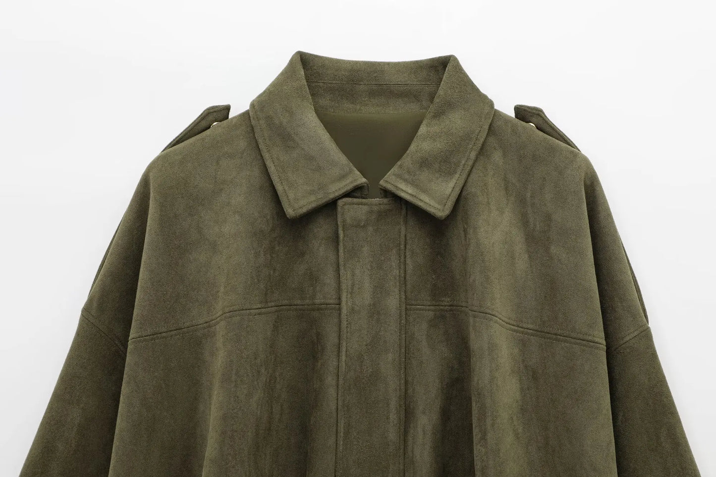 Vintage Womens Suede Bomber Jacket - Brown Green Casual Motorcycle Coat - ZOOMNSTORE