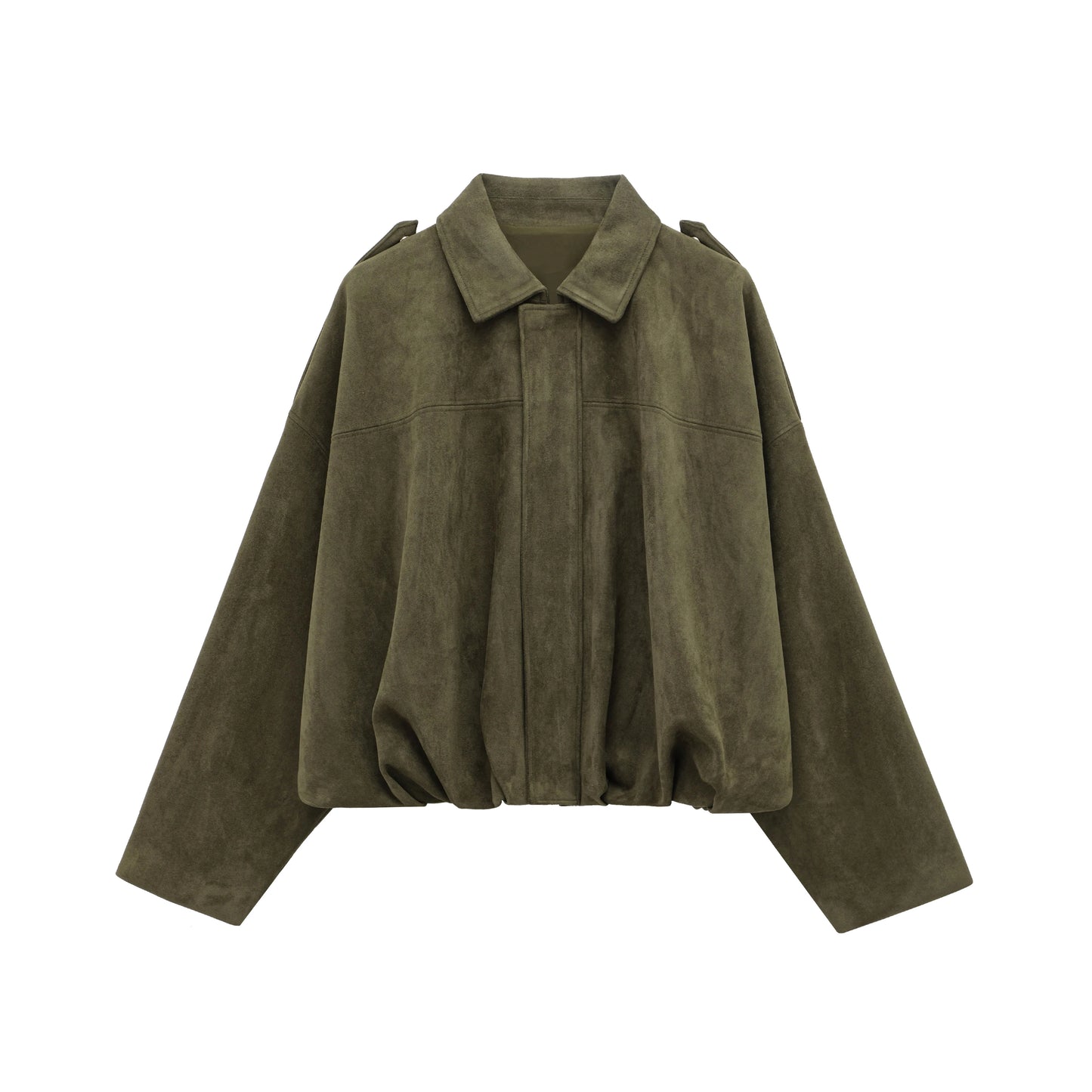 Vintage Womens Suede Bomber Jacket - Brown Green Casual Motorcycle Coat - ZOOMNSTORE