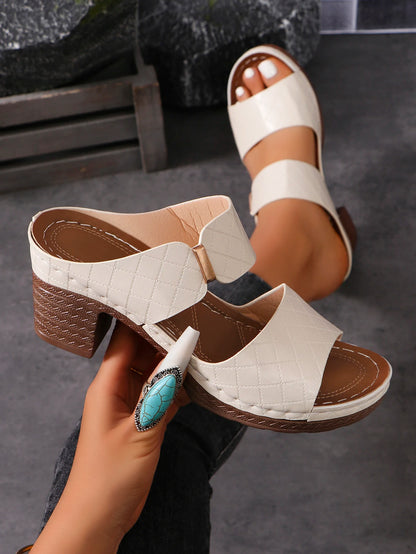 Women Summer Sandals - Lightweight Chunky High Heels With Open Toe Slippers - ZOOMNSTORE