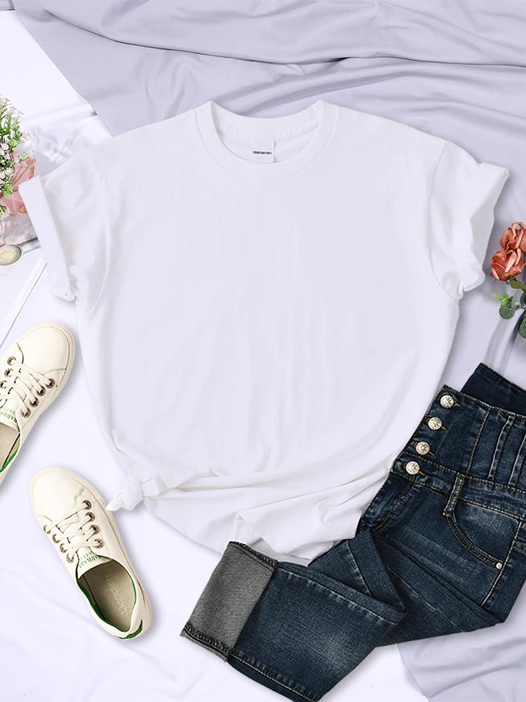 Women Summer T-Shirts - Casual Loose Fit Short Sleeve Tees | Multicolor Solid Tops - ZOOMNSTORE