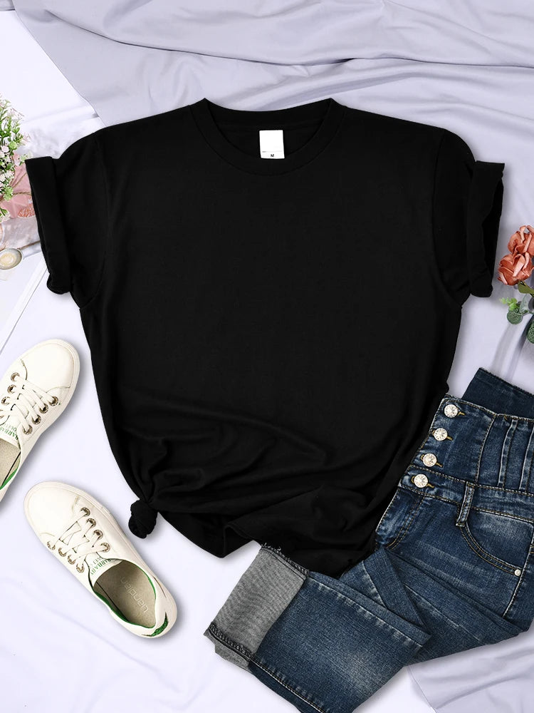 Women Summer T-Shirts - Casual Loose Fit Short Sleeve Tees | Multicolor Solid Tops - ZOOMNSTORE