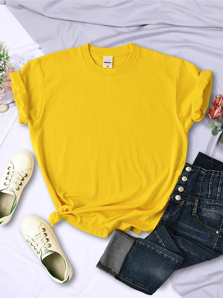 Women Summer T-Shirts - Casual Loose Fit Short Sleeve Tees | Multicolor Solid Tops - ZOOMNSTORE
