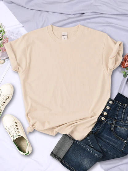 Women Summer T-Shirts - Casual Loose Fit Short Sleeve Tees | Multicolor Solid Tops - ZOOMNSTORE