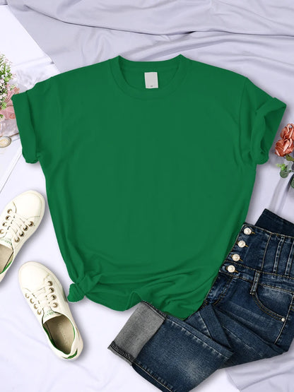 Women Summer T-Shirts - Casual Loose Fit Short Sleeve Tees | Multicolor Solid Tops - ZOOMNSTORE
