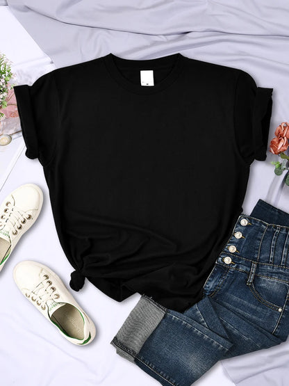 Women Summer T-Shirts - Casual Loose Fit Short Sleeve Tees | Multicolor Solid Tops - ZOOMNSTORE