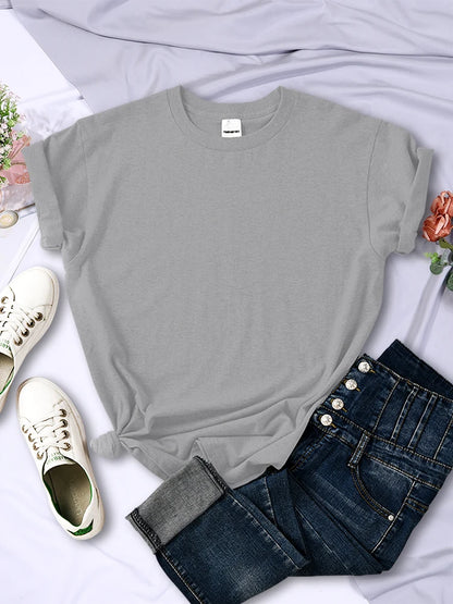 Women Summer T-Shirts - Casual Loose Fit Short Sleeve Tees | Multicolor Solid Tops - ZOOMNSTORE