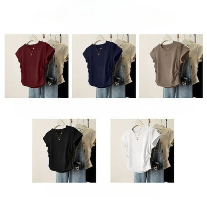 Women Summer Top - Slim Fit Short Sleeve Shirt | Breathable, Casual Round Neck Tee - ZOOMNSTORE