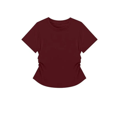 Women Summer Top - Slim Fit Short Sleeve Shirt | Breathable, Casual Round Neck Tee - ZOOMNSTORE