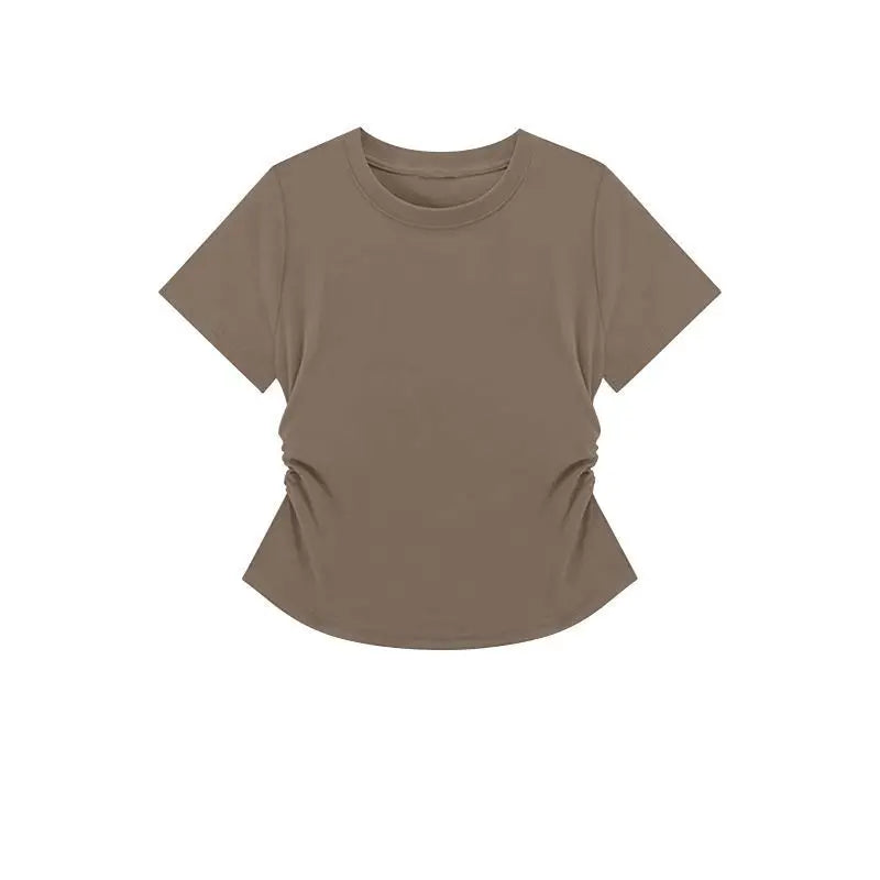Women Summer Top - Slim Fit Short Sleeve Shirt | Breathable, Casual Round Neck Tee - ZOOMNSTORE