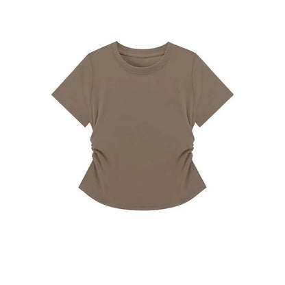 Women Summer Top - Slim Fit Short Sleeve Shirt | Breathable, Casual Round Neck Tee - ZOOMNSTORE