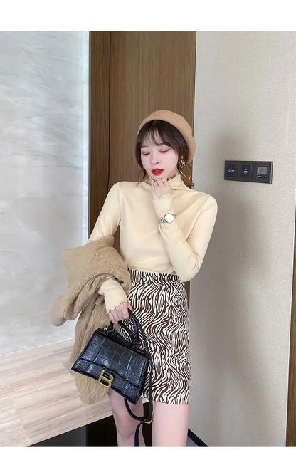 Women Turtleneck Tops – Long Sleeve Shirts With Ruffled Petal Sleeve, Plus Size Winter Fleece - ZOOMNSTORE