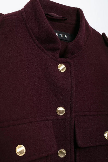 HH 2024 Fashion Women Soft Tweed Bomber Jacket O-Neck Long Sleeve Pockets Buttons Loose Woolen Coat Female Streetwear - ZOOMNSTORE