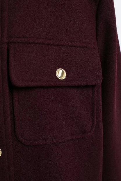 HH 2024 Fashion Women Soft Tweed Bomber Jacket O-Neck Long Sleeve Pockets Buttons Loose Woolen Coat Female Streetwear - ZOOMNSTORE