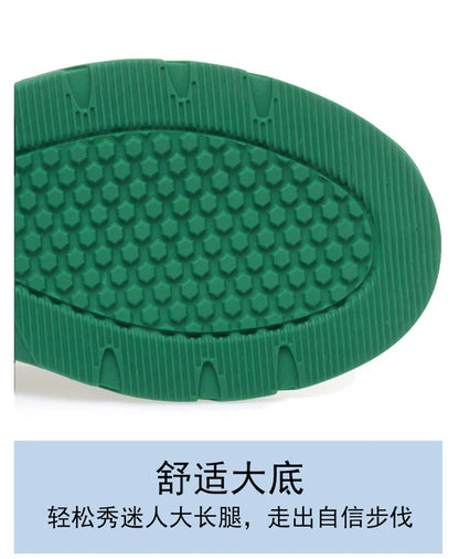 Women Walking Shoes - Comfortable Chunky Casual Sneakers With Soft Leather Lace-Up Design - ZOOMNSTORE