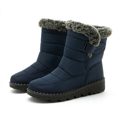 Women Winter Boots - Korean Style Mid Calf Snow Boots With Fur Lining & Waterproof Design - ZOOMNSTORE