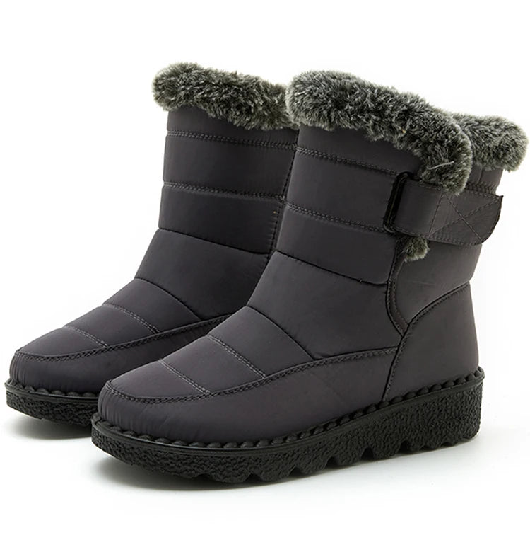 Women Winter Boots - Korean Style Mid Calf Snow Boots With Fur Lining & Waterproof Design - ZOOMNSTORE