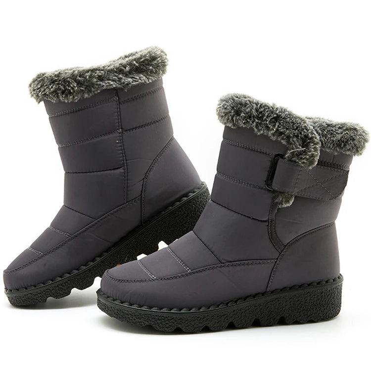 Women Winter Boots - Korean Style Mid Calf Snow Boots With Fur Lining & Waterproof Design - ZOOMNSTORE