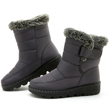 Women Winter Boots - Korean Style Mid Calf Snow Boots With Fur Lining & Waterproof Design - ZOOMNSTORE
