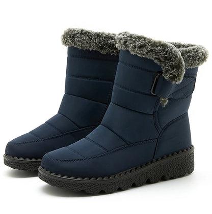 Women Winter Boots - Korean Style Mid Calf Snow Boots With Fur Lining & Waterproof Design - ZOOMNSTORE