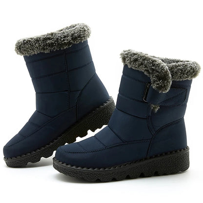 Women Winter Boots - Korean Style Mid Calf Snow Boots With Fur Lining & Waterproof Design - ZOOMNSTORE
